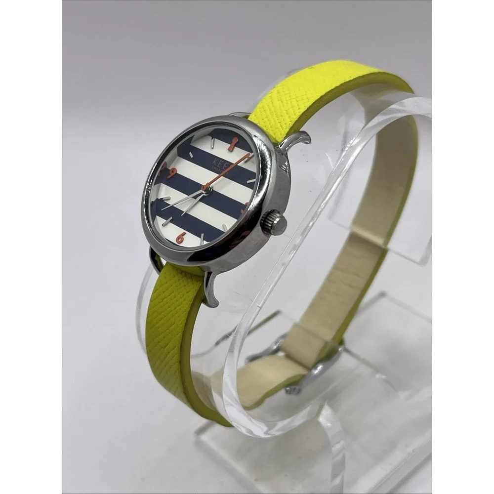 Keep Collective‎ Women's Quartz Watch Lime Green Band Stripped Dial- New Battery